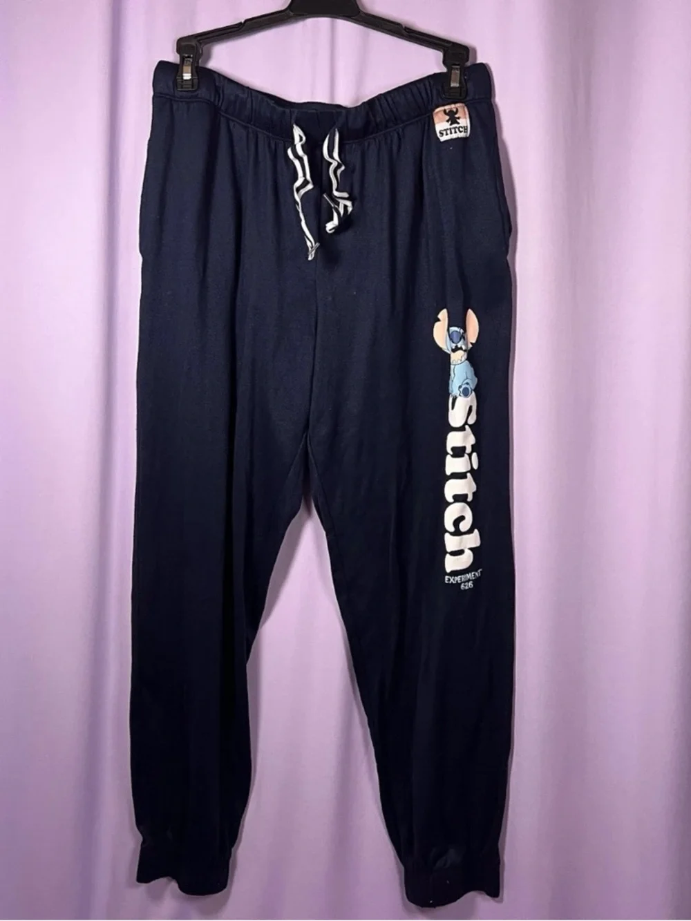 Disney Lilo & Stitch Navy Blue Sweatpant Joggers Womens Size S Experiment 626 - Picture 5 of 11